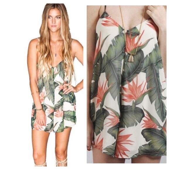 Show Me Your Mumu | Rascal Paradise Found Tropical Hawaiian Spaghetti Romper - Picture 1 of 10